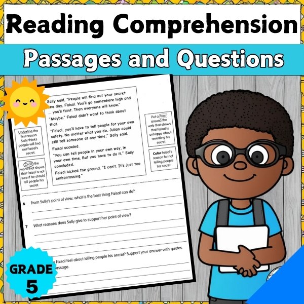 Grade 5 Reading Comprehension Passages and Questions | ELA Literacy Bundle